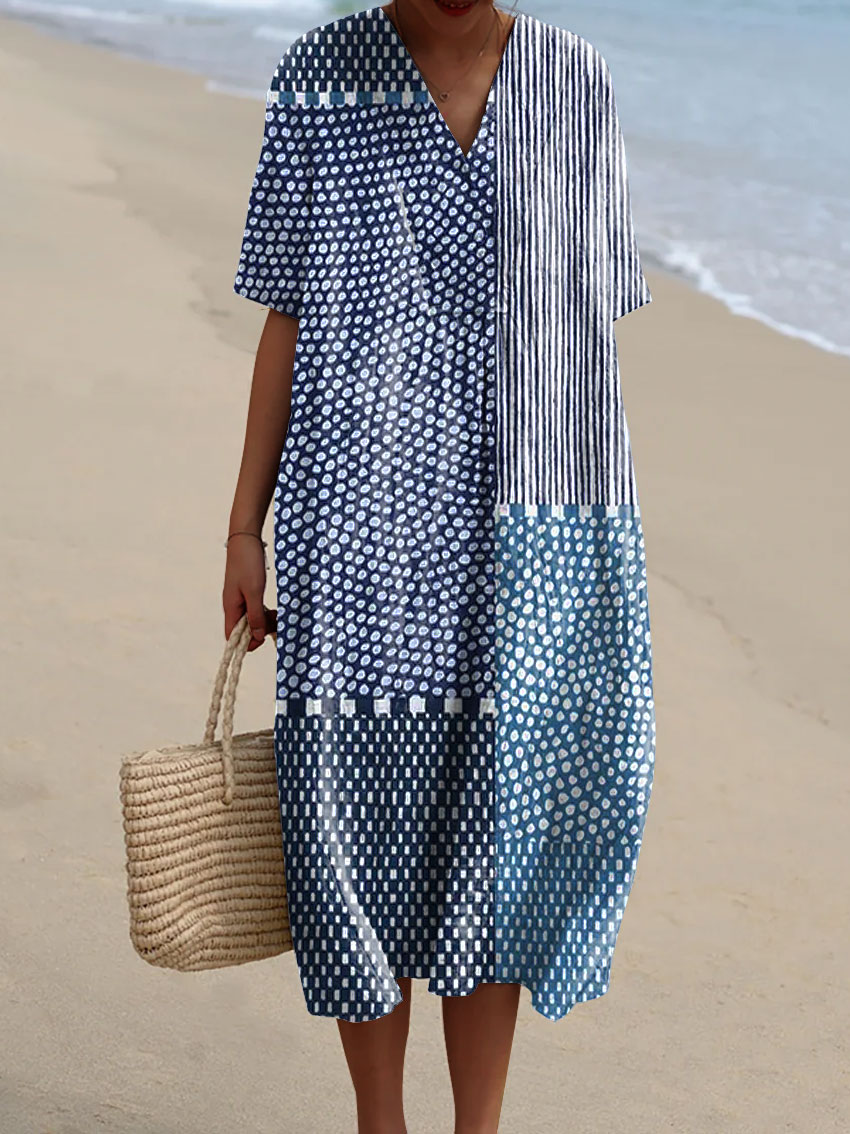 Lina | Indigo Patch Dress